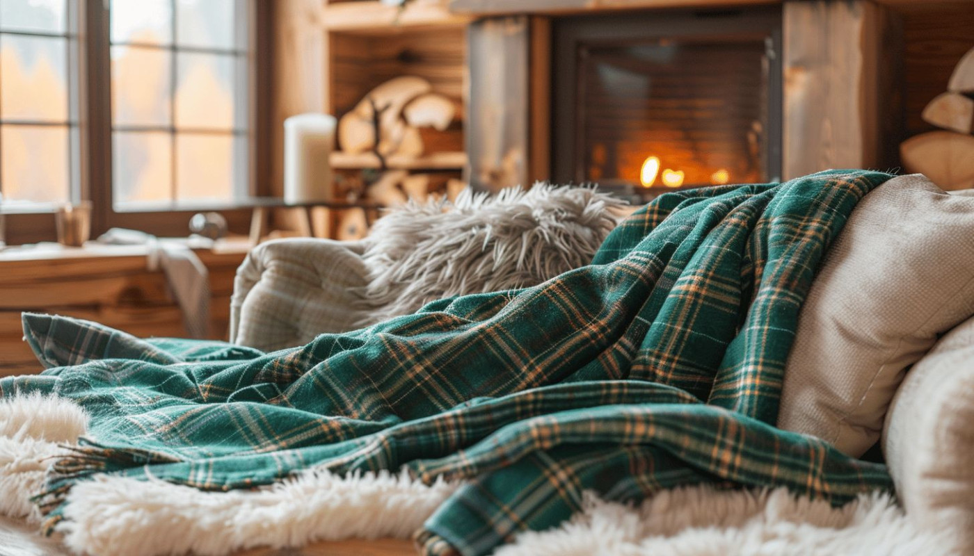 La tendance du plaid vert canard pour une décoration cosy et chic