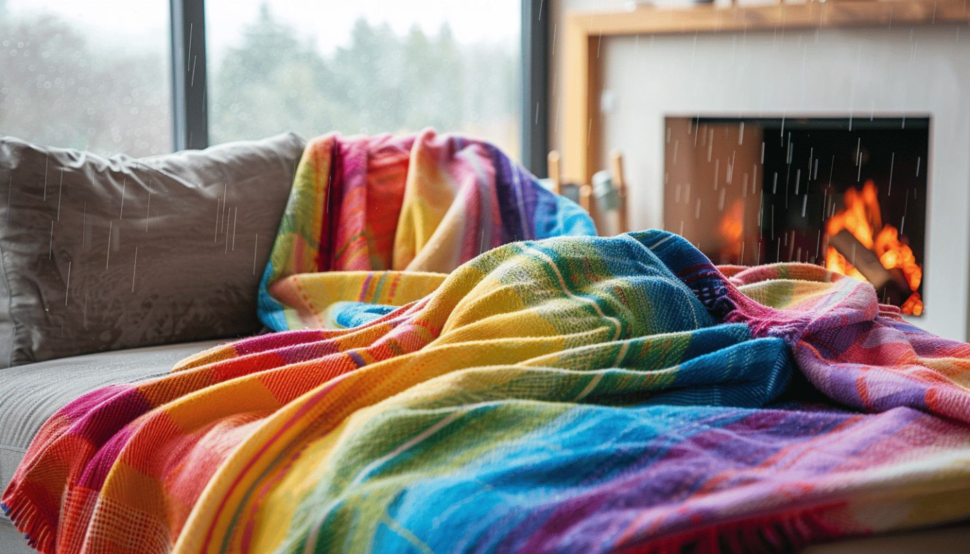 Les charmes et usages du plaid arc-en-ciel chez soi